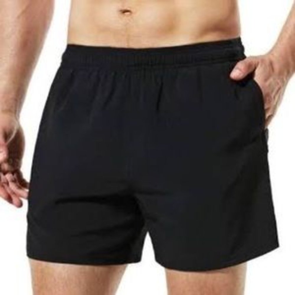 TSLA- Black Lightweight Poly Running Shorts-Size Large